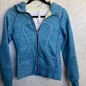 Lululemon 4 blue green zip front scuba hoodie